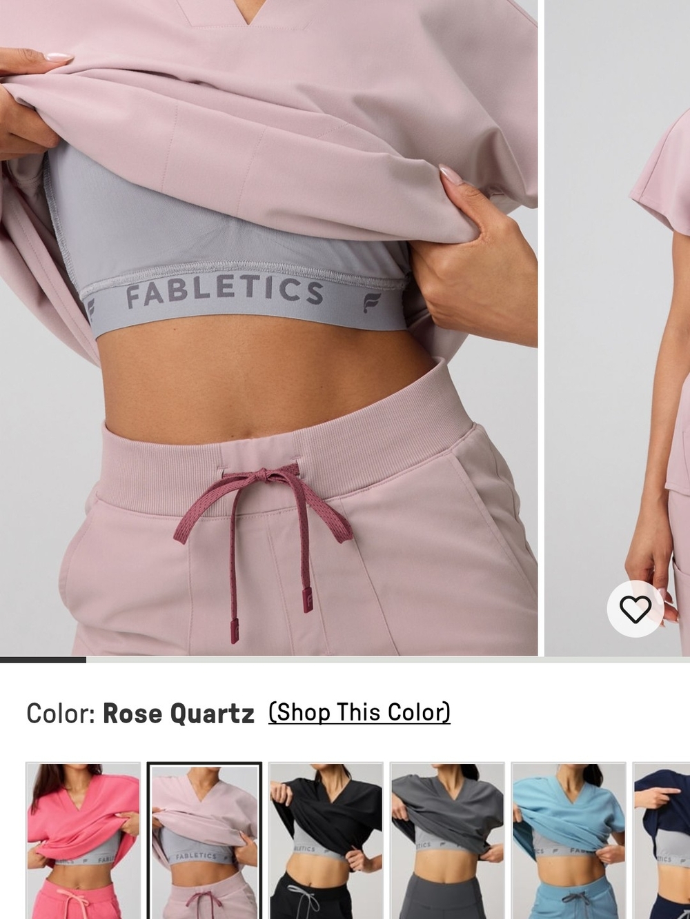 Fabletics 360 Built-in Bra Scrub Top Rose Quartz